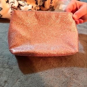 Pink glitter makeup pouch